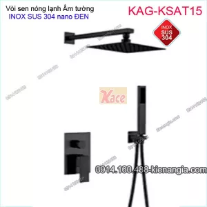 Sen tắm Vuông ÂM tường nóng lạnh INOX SUS304 nano ĐEN KAG-KSAT15