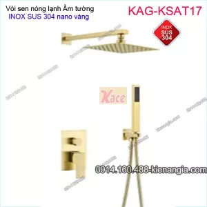 Sen tắm Vuông ÂM tường nóng lạnh INOX SUS304 nano Vàng KAG-KSAT17