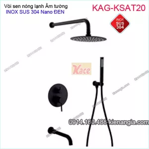Vòi Sen tắm Tròn ÂM tường nóng lạnh INOX SUS304 nano ĐEN KAG-KSAT20