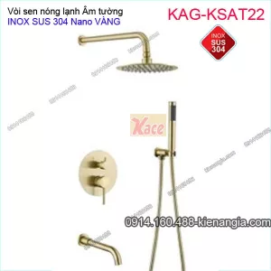 Vòi Sen tắm Tròn ÂM tường nóng lạnh INOX SUS304 nano Vàng KAG-KSAT22