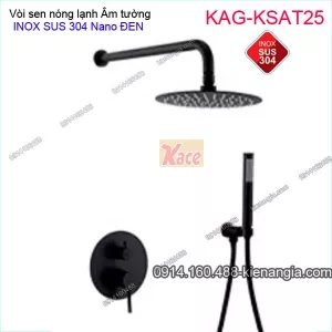Sen tắm Tròn ÂM tường nóng lạnh INOX SUS304 nano ĐEN KAG-KSAT25