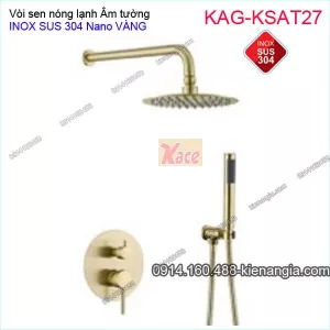 Sen tắm Tròn ÂM tường nóng lạnh INOX SUS304 nano VÀNG KAG-KSAT27