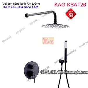 Sen tắm Tròn ÂM tường nóng lạnh INOX SUS304 nano XÁM KAG-KSAT26