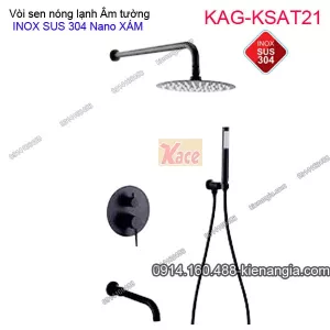 Vòi Sen tắm Tròn ÂM tường nóng lạnh INOX SUS304 nano xám KAG-KSAT21