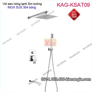Vòi sen tắm Vuông ÂM tường nóng lạnh INOX SUS304 bóng KAG-KSAT09