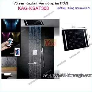 Sen tắm thông minh âm tường, âm trần ĐEN KAG-KSAT308 sen âm 50x36 cm