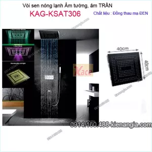 Sen tắm thông minh âm tường, âm trần ĐEN KAG-KSAT306 sen âm 40x40 cm