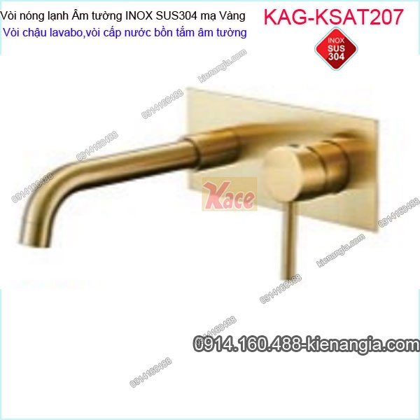 Vòi chậu ÂM tường,vòi cấp bồn tắm âm tường inox sus304 mạ Vàng KAG-KSAT207