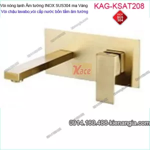 Vòi chậu ÂM tường,vòi cấp bồn tắm âm tường inox sus304 mạ Vàng KAG-KSAT208