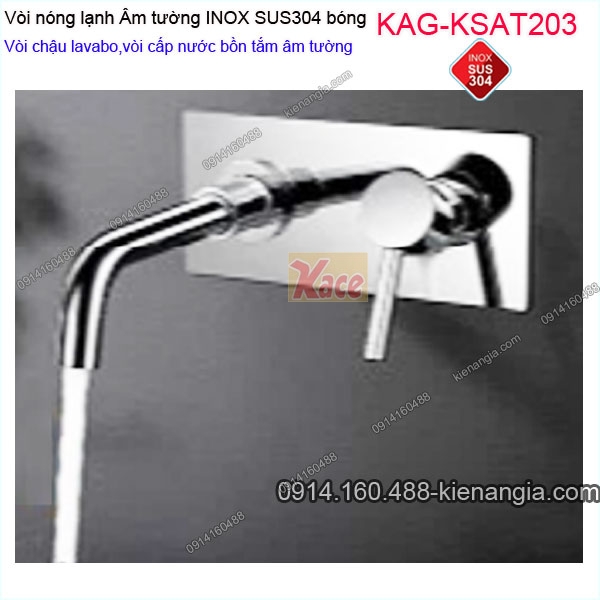 Vòi chậu ÂM tường,vòi cấp bồn tắm âm tường inox sus304 bóng KAG-KSAT203