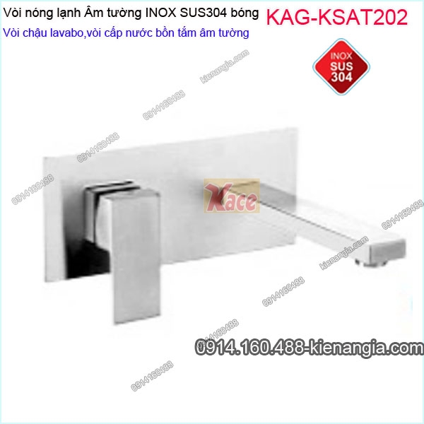 Vòi chậu ÂM tường,vòi cấp bồn tắm âm tường inox sus304 bóng KAG-KSAT202