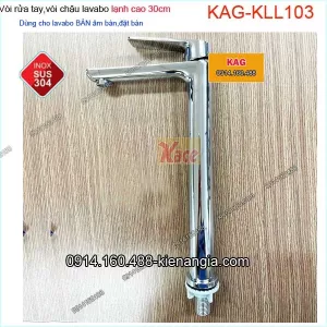 Vòi chậu lavabo lạnh cao 30cm inox sus304 bóng KAG-KLL103