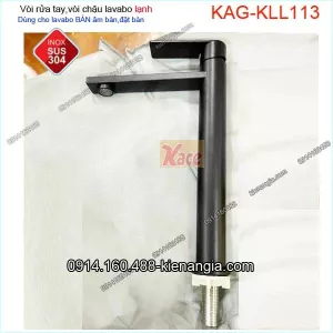 Vòi chậu lavabo lạnh cao 30cm inox sus304 nano ĐEN KAG-KLL113