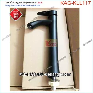 Vòi chậu lavabo lạnh cao 30cm inox sus304 nano ĐEN KAG-KLL117