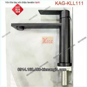 Vòi chậu lavabo lạnh inox sus304 nano ĐEN KAG-KLL111 cao 20cm