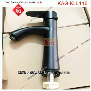 Vòi chậu lavabo lạnh inox sus304 nano ĐEN KAG-KLL116
