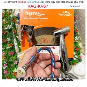 Vòi xịt vệ sinh VESICO LUXURY đồng thau dây chịu áp lực KAG-KV67