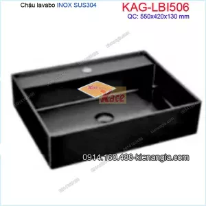 Chậu lavabo VUÔNG Inox sus304 đen 550X420 KAG-LBI506
