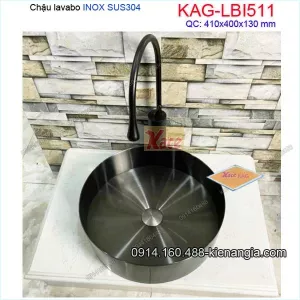 Chậu lavabo tròn  inox xám 40X4X-KAG-LBI511