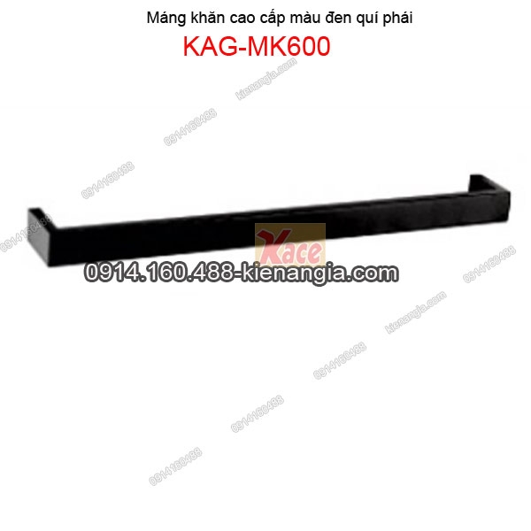 Máng khăn đơn Vuông inox 304 tĩnh điện ĐEN KAG-MK600