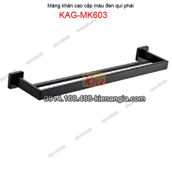 Máng khăn đôi Vuông inox 304 tĩnh điện ĐEN KAG-MK603
