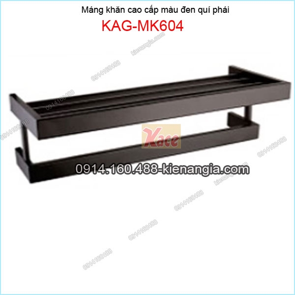 Máng khăn tầng bồn tắm  Vuông inox 304 tĩnh điện ĐEN KAG-MK604