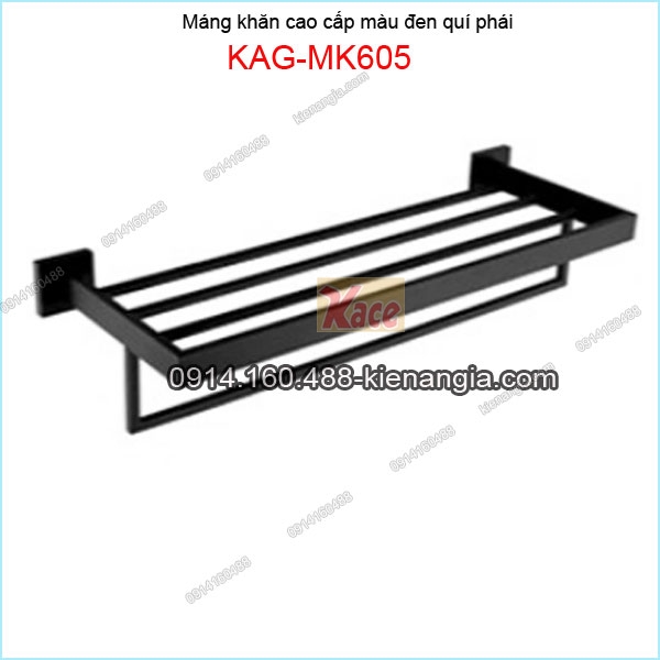 Máng khăn tầng bồn tắm  Vuông inox 304 tĩnh điện ĐEN  KAG-MK605