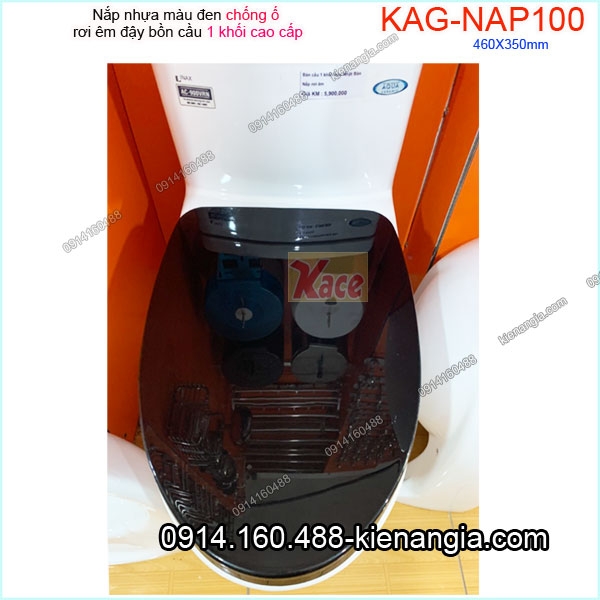 Nắp nhựa màu đen chống ố bồn cầu 1 khối KAG-NAP100