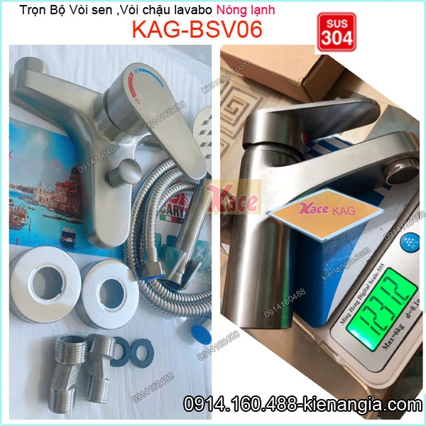 Bộ Vòi sen tắm,vòi chậu lavabo nóng lạnh inox sus304 KAG-BSV06