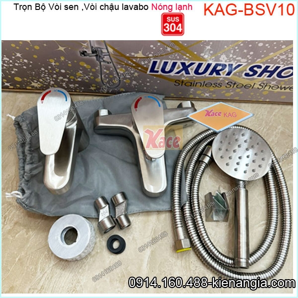 Bộ Vòi sen tắm,vòi lavabo nóng lạnh inox sus304 KAG-BSV10