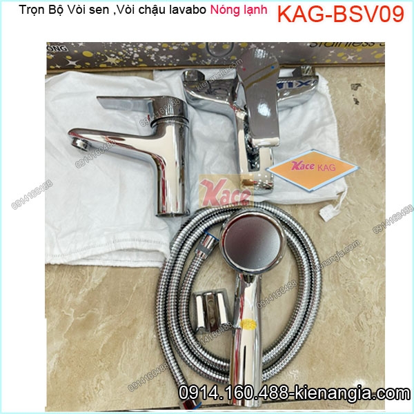 Combo Vòi sen tắm,vòi chậu lavabo nóng lạnh KAG-BSV09