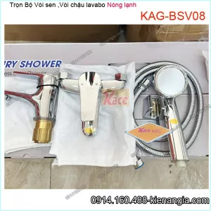 Trọn bộ Vòi sen ,vòi lavabo nóng lạnh sáng bóng KAG-BSV08