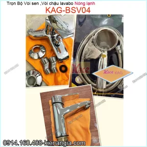 Bộ Vòi sen tắm,vòi chậu lavabo nóng lạnh inox sus304 KAG-BSV04