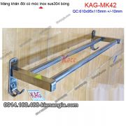 Máng khăn đôi có móc inox sus304 bóng KAG-MK42