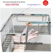 Kệ rổ xà phòng góc phòng tắm inox sus304 bóng KAG-RXP08 góc 23 x23 cm