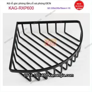 Kệ rố góc phòng tắm ĐEN KAG-RXP600 góc 22x22 cm