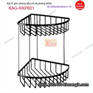 Kệ rố góc 2 tầng phòng tắm ĐEN 22x22 cm KAG-RXP601