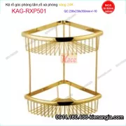 Kệ rố góc 2 tầng phòng tắm vàng 24K KAG-RXP501 góc 23x23 cm cao 35 cm