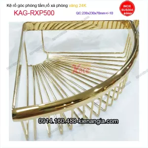 Kệ rố góc phòng tắm vàng 24K KAG-RXP500 23x23 cm