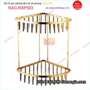 Kệ rố góc 2 tầng phòng tắm vàng 24K KAG-RXP503 góc 22x22 cm cao 35 cm