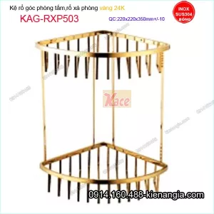 Kệ rố góc 2 tầng phòng tắm vàng 24K KAG-RXP503 góc 22x22 cm cao 35 cm