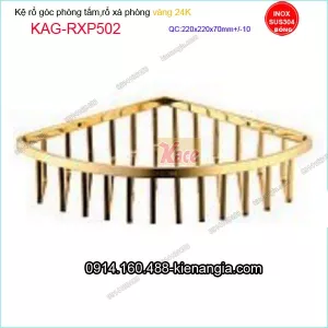 Kệ rố góc phòng tắm vàng 24K KAG-RXP502 góc 22x22 cm