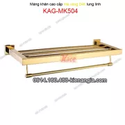Kệ máng khăn tầng Vuông bồn tắm màu vàng 24K KAG-MK504