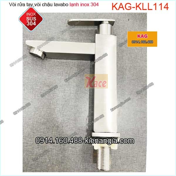 Vòi vuông chậu lavabo lạnh inox sus304 KAG-KLL114 cao 20cm