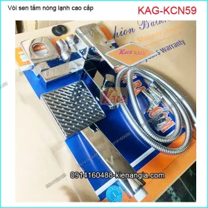 Sen tắm vuông nóng lạnh đồng thau sáng bóng KAG-KCN59
