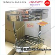 Kệ góc phòng tắm 2 tầng inox sus304 bóng 25x25x45 cm KAG-RXP02
