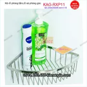Kệ góc phòng tắm inox sus304 bóng 25x25x8 cm KAG-RXP11
