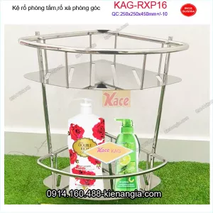 Kệ góc phòng tắm 2 tầng inox sus304 250x250x450 mm KAG-RXP16