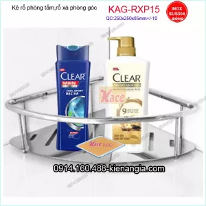 Kệ góc phòng tắm inox sus304 bóng  250x250x85 mm KAG-RXP15