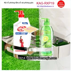 Kệ góc phòng tắm inox sus304 bóng 220x220x45 mm KAG-RXP19